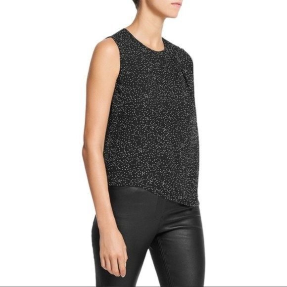 THEORY Printed Asymmetric Silk Top - Size P - NWT Black - Picture 4 of 4